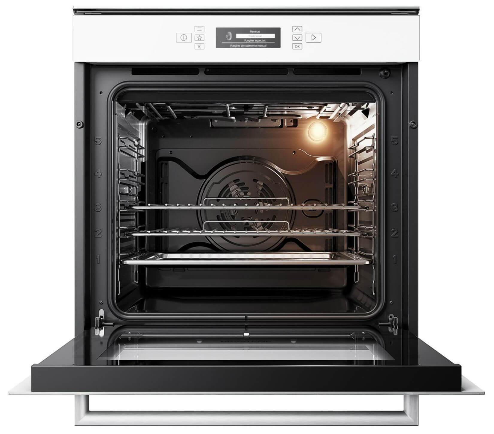 Forno de embutir elétrico Brastemp Vitreous 67 litros Branco com função
